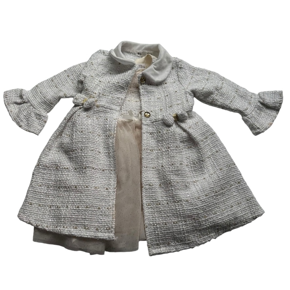 Nannette Tweed Boucle Coat with Sleeveless Glitter Tulle Dress